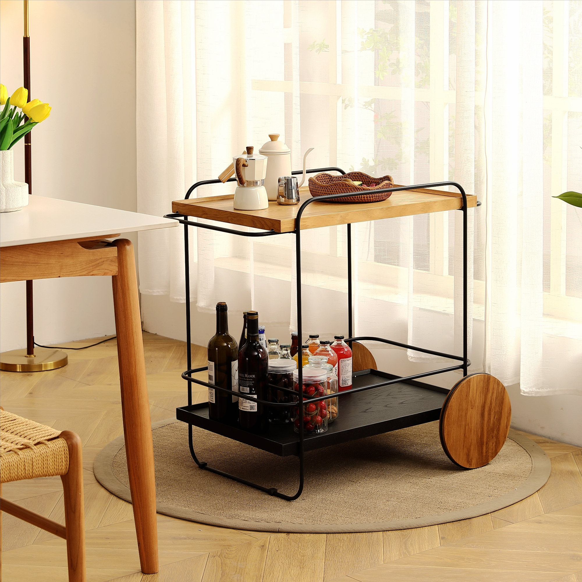 17 Stories Walnes Bar Cart Wayfair